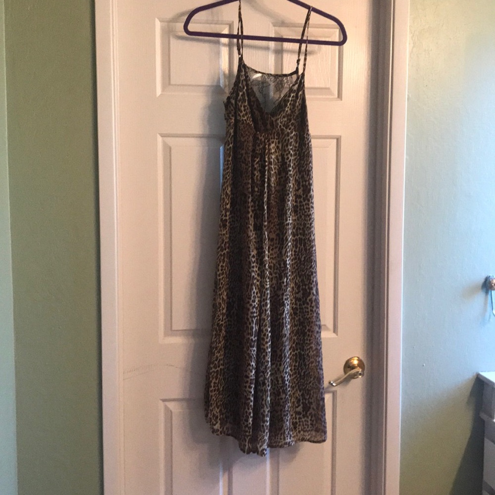 Long lingerie style leopard print dress